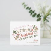  Holly Bright Typografie Kerstmis Feestdagenkaart (Staand voorkant)