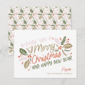  Holly Bright Typografie Kerstmis Feestdagenkaart (Voorkant / Achterkant)