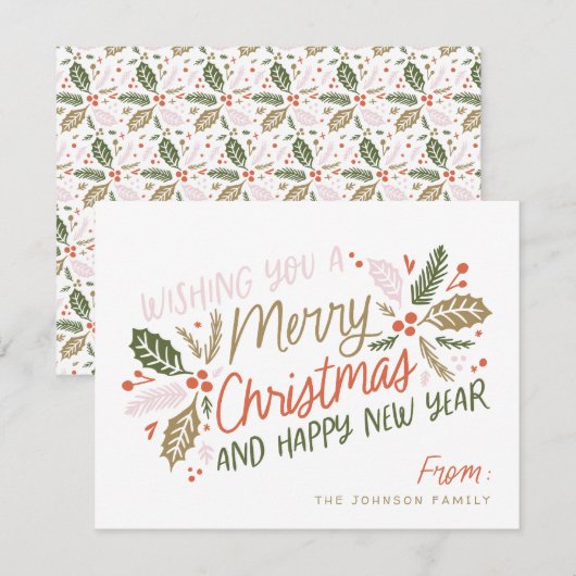  Holly Bright Typografie Kerstmis Feestdagenkaart (Voorkant / Achterkant)