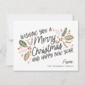 Holly Bright Typografie Kerstmis Feestdagenkaart (Voorkant)