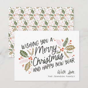  Holly Bright Typografie Kerstmis zonder foto Feestdagenkaart