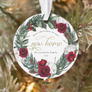 HOLLY Burgundy Floral 1 kerst thuis Ornament