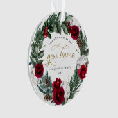 HOLLY Burgundy Floral 1 kerst thuis Ornament (voorkant)