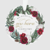 HOLLY Burgundy Floral 1 kerst thuis Ornament (voorkant)