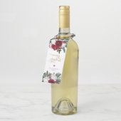 HOLLY Burgundy Gold Floral Merry Kerstry Flessenhanger (Schuin)