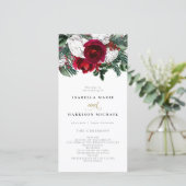 HOLLY Burgundy Winter Floral Gold Wedding Programm Bedankkaart (Staand voorkant)