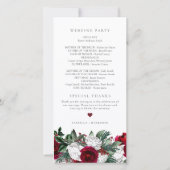 HOLLY Burgundy Winter Floral Gold Wedding Programm Bedankkaart (Achterkant)