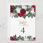 HOLLY Burgundy Winter Floral Table Number Kaarten (Achterkant)