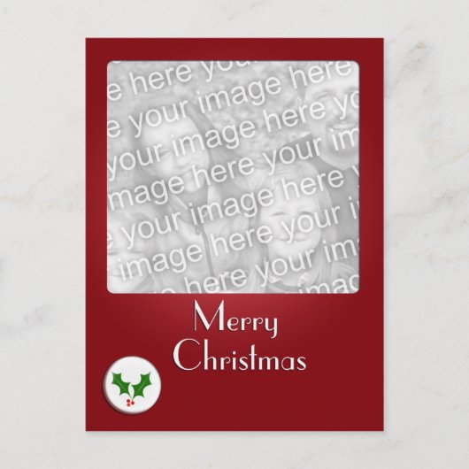 Holly Button Kerstfoto Template Feestdagenkaart (Voorkant)