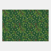 Holly cadeau wrap 3 pack inpakpapier vel (Voorkant 3)