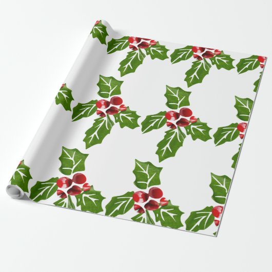 Holly-cadeaupapier Cadeaupapier (Uitgerold)