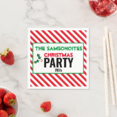 Holly Candy Cane Fun kerstparty Custom Napkin Servet (Insitu)