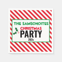 Holly Candy Cane Fun kerstparty Custom Napkin
