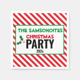 Holly Candy Cane Fun kerstparty Custom Napkin Servet