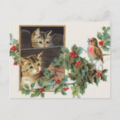  Holly Cats en vogelkerst Feestdagenkaart (Voorkant)
