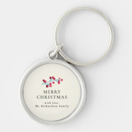 Holly Cherry Merry Christmas Gepersonaliseerde fam Sleutelhanger