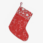 Holly Chinoiserie Red White Holiday Kleine Kerstsok (Voorkant (Hangend))