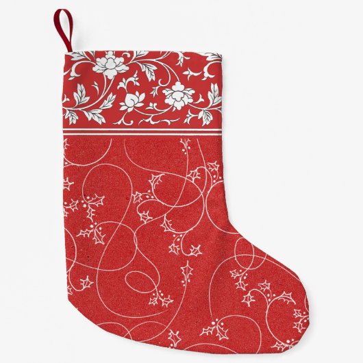  Holly Chinoiserie Red White Holiday Kleine Kerstsok (Voorkant)