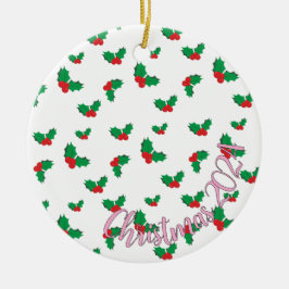 Holly Christmas 2024 Tree ornament PINK