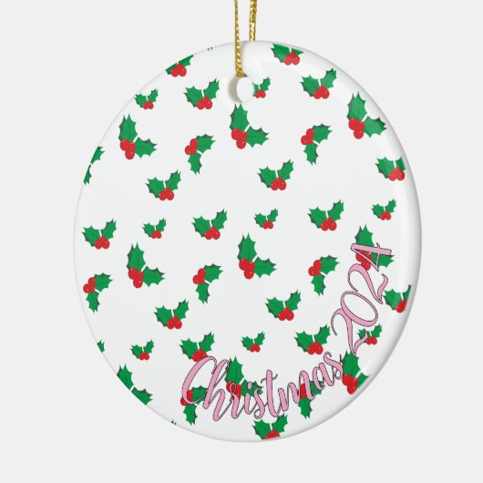 Holly Christmas 2024 Tree ornament PINK (Links)
