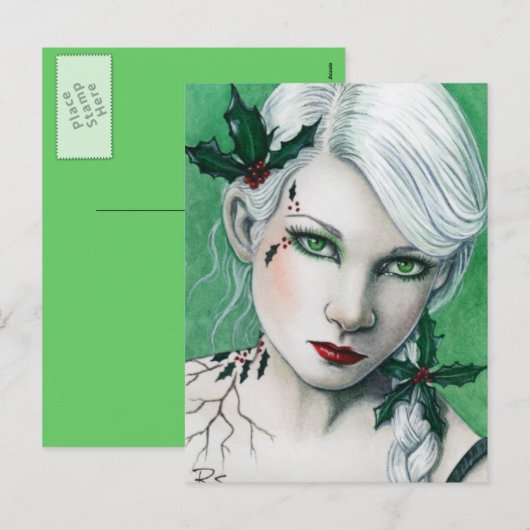 Holly Christmas-Briefkaart Feestdagenkaart (Voorkant / Achterkant)