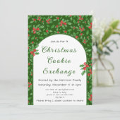 Holly Christmas Cookie Exchange rood en groen Kaart (Staand voorkant)