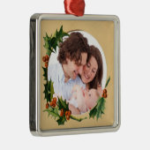  Holly Christmas Custom Foto Metalen Ornament (Rechts)