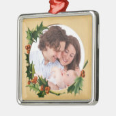  Holly Christmas Custom Foto Metalen Ornament (Links)