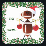 Holly Christmas Football Gift Label<br><div class="desc">Deze vrolijke footballs kerstcadeau label sticker is ideaal voor iedereen die houdt van de sport van football.</div>