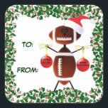 Holly Christmas Football Gift Label<br><div class="desc">Deze vrolijke footballs kerstcadeau label sticker is ideaal voor iedereen die houdt van de sport van football.</div>