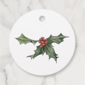 Holly Christmas Gift Label (Voorkant)