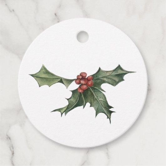 Holly Christmas Gift Label (Voorkant)