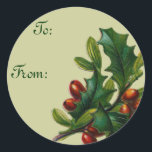 Holly Christmas Gift tags Ronde Sticker<br><div class="desc">stickers en naamlabels voor geschenken!</div>