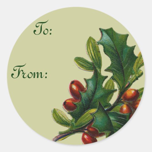  Holly Christmas Gift tags Ronde Sticker (Voorkant)