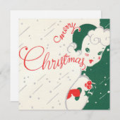  Holly Christmas Girl Feestdagenkaart (Voorkant / Achterkant)