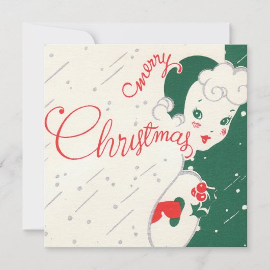  Holly Christmas Girl Feestdagenkaart (Voorkant)