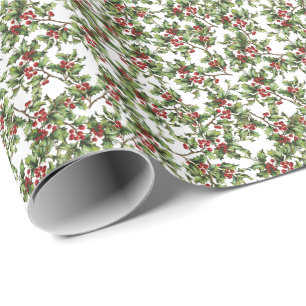  Holly Christmas Holiday Gift Wrap Cadeaupapier