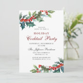 Holly Christmas Mistletoe Holiday Coattail Party Kaart (Staand voorkant)