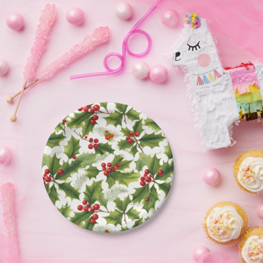 Holly Christmas Party Paper Bord Rood en Groen (Feest)