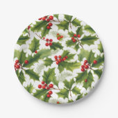 Holly Christmas Party Paper Bord Rood en Groen (Voorkant)