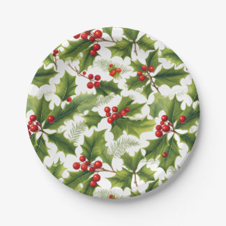 Holly Christmas Party Paper Bord Rood en Groen
