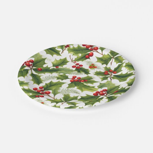 Holly Christmas Party Paper Bord Rood en Groen (Gekanteld)