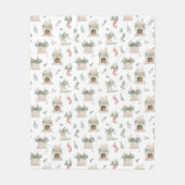 Holly Christmas Pattern Fleece Deken (Voorkant)