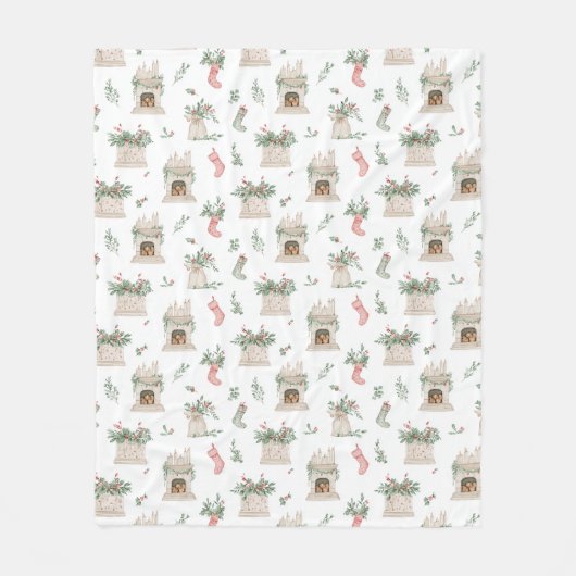 Holly Christmas Pattern Fleece Deken (Voorkant)