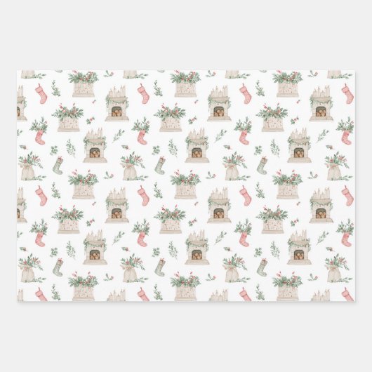 Holly Christmas Pattern Inpakpapier Vel (Voorkant 3)