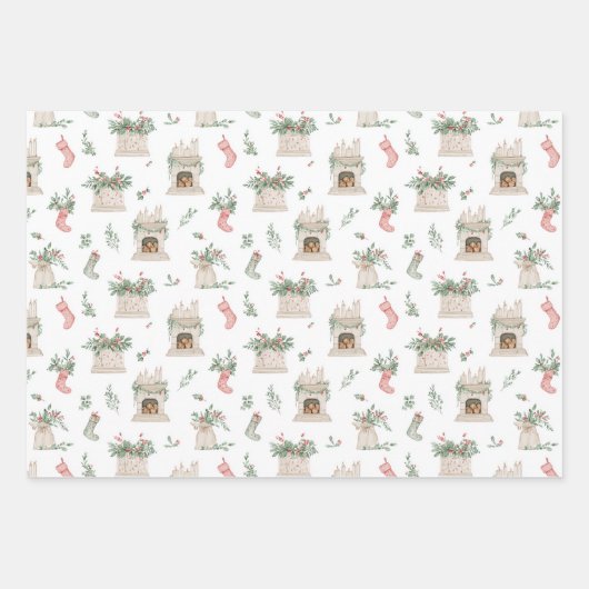 Holly Christmas Pattern Inpakpapier Vel (Voorkant 2)