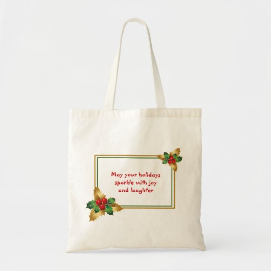 Holly Christmas Plant lijst Canvas tas (Voorkant)