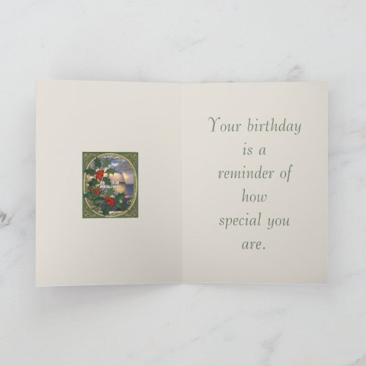 Holly Christmas Red Berry Decorative Holiday Desig Kaart (Binnen)