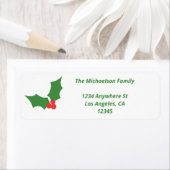 Holly Christmas Return-adres Etiket (Insitu)