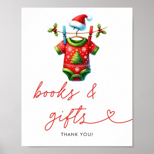 Holly Christmas Santa Baby shower Boeken en gesche Poster (Voorkant)